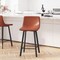 Merrick Lane Oretha Set of 2 Modern Upholstered Stools with Contoured, Low Back Bucket Seats and Iron Frames